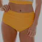 Yellow High Rise Ruched Bottoms    Swimwear Coral Reef Swim- Tilden Co.