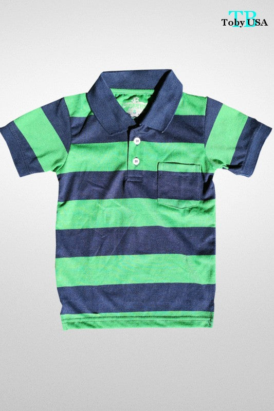 Youth Green/Navy Polo    Kids Top KJ's Dresses and Ties- Tilden Co.
