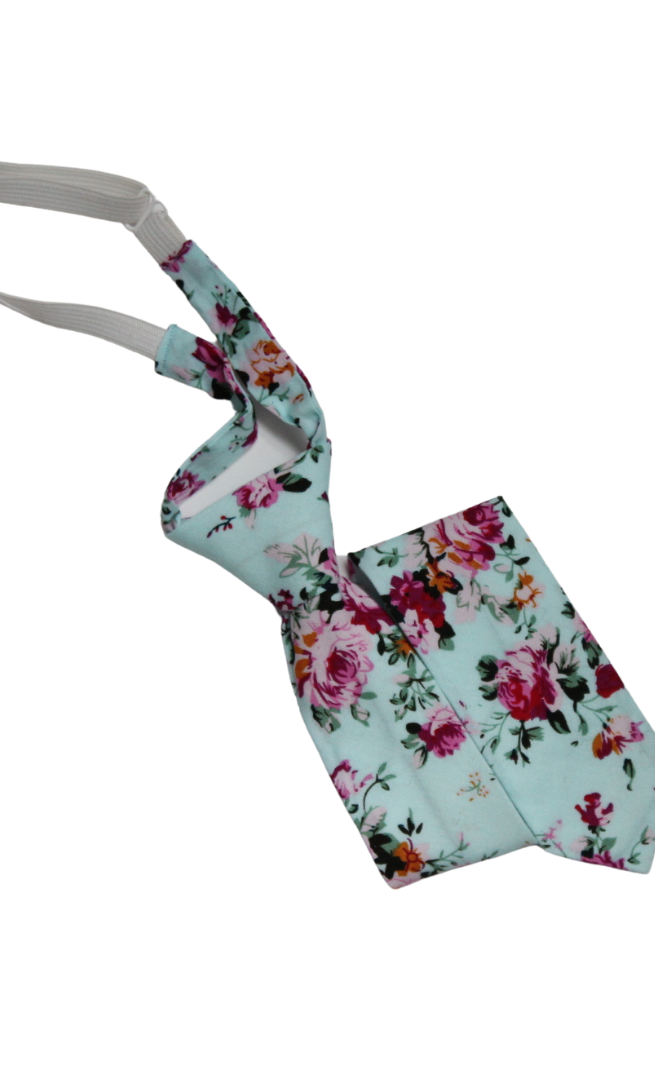 Boy's Pre-Tied Floral Necktie: Light Blue    necktie Tie Mood- Tilden Co.