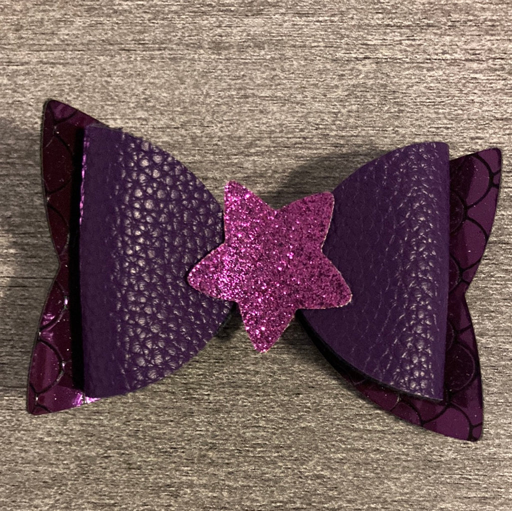 Purple Star Faux Leather Bow    earring Daydreamer Creations- Tilden Co.