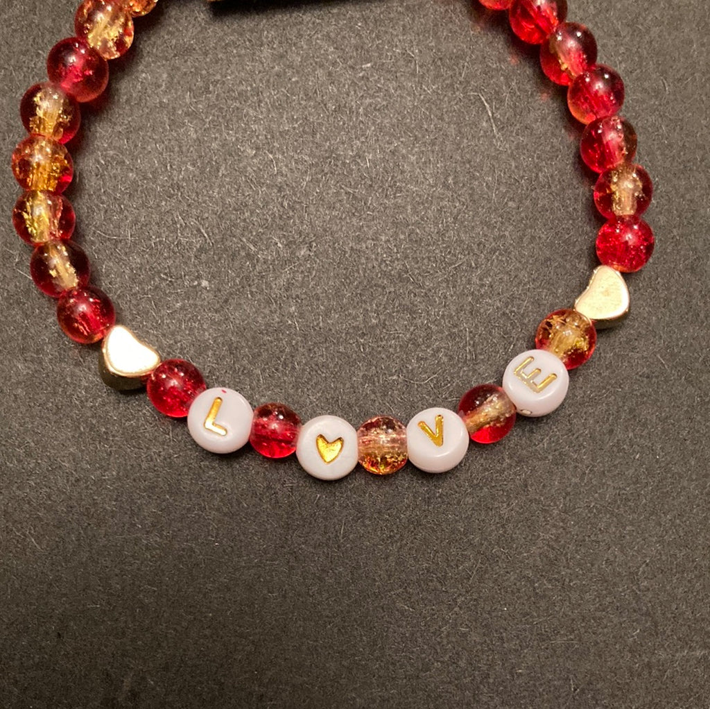 Red and Gold Heart Bracelet + Earring Set     Daydreamer Creations- Tilden Co.