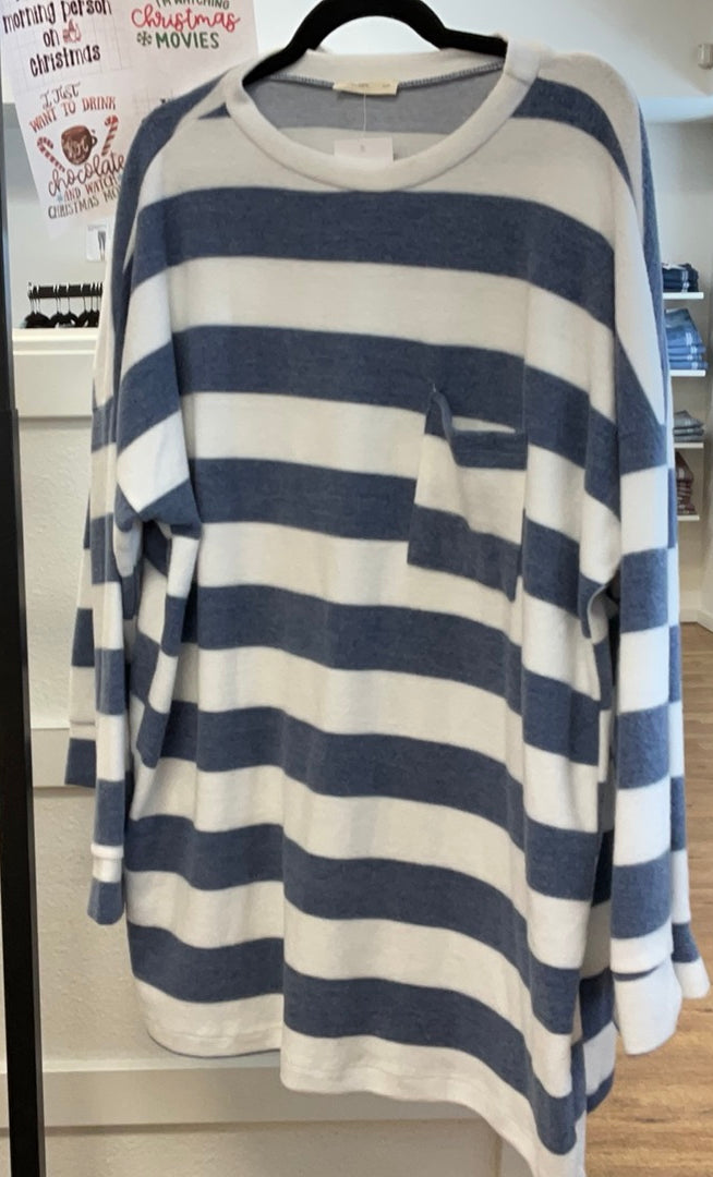 Long Sleeve Striped Top in Navy - Plus Size - Final Sale    Shirts & Tops Reborn J Plus- Tilden Co.