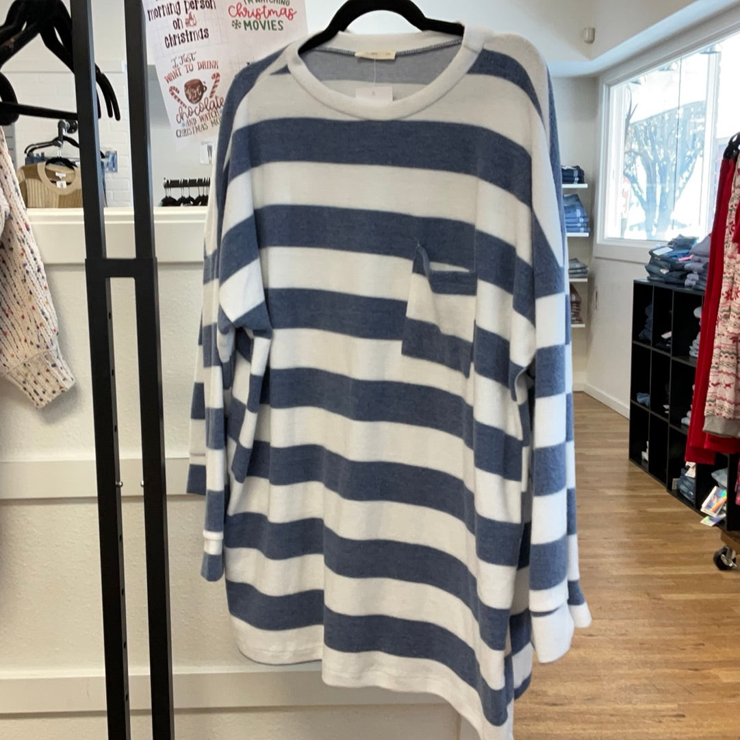 Long Sleeve Striped Top in Navy - Plus Size - Final Sale    Shirts & Tops Reborn J Plus- Tilden Co.