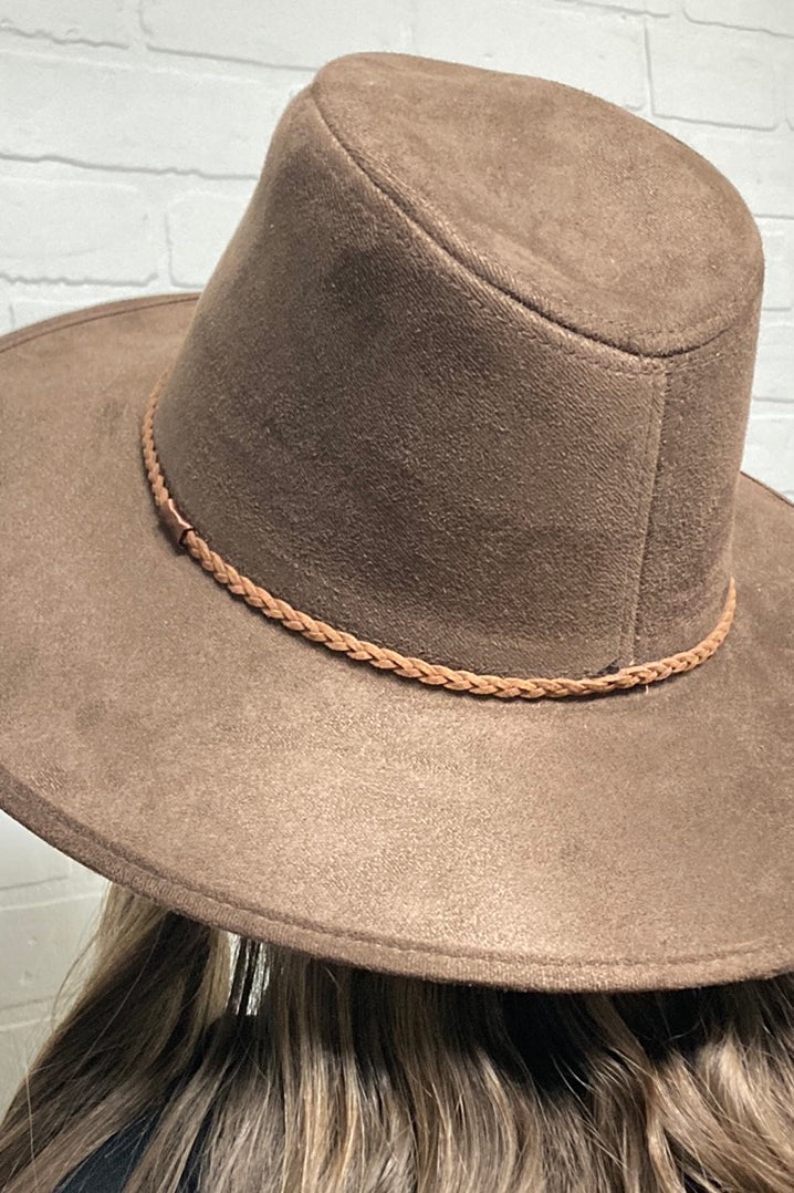 Vegan Suede Panama Hat Brown Brown  Hats Love and Thyme- Tilden Co.