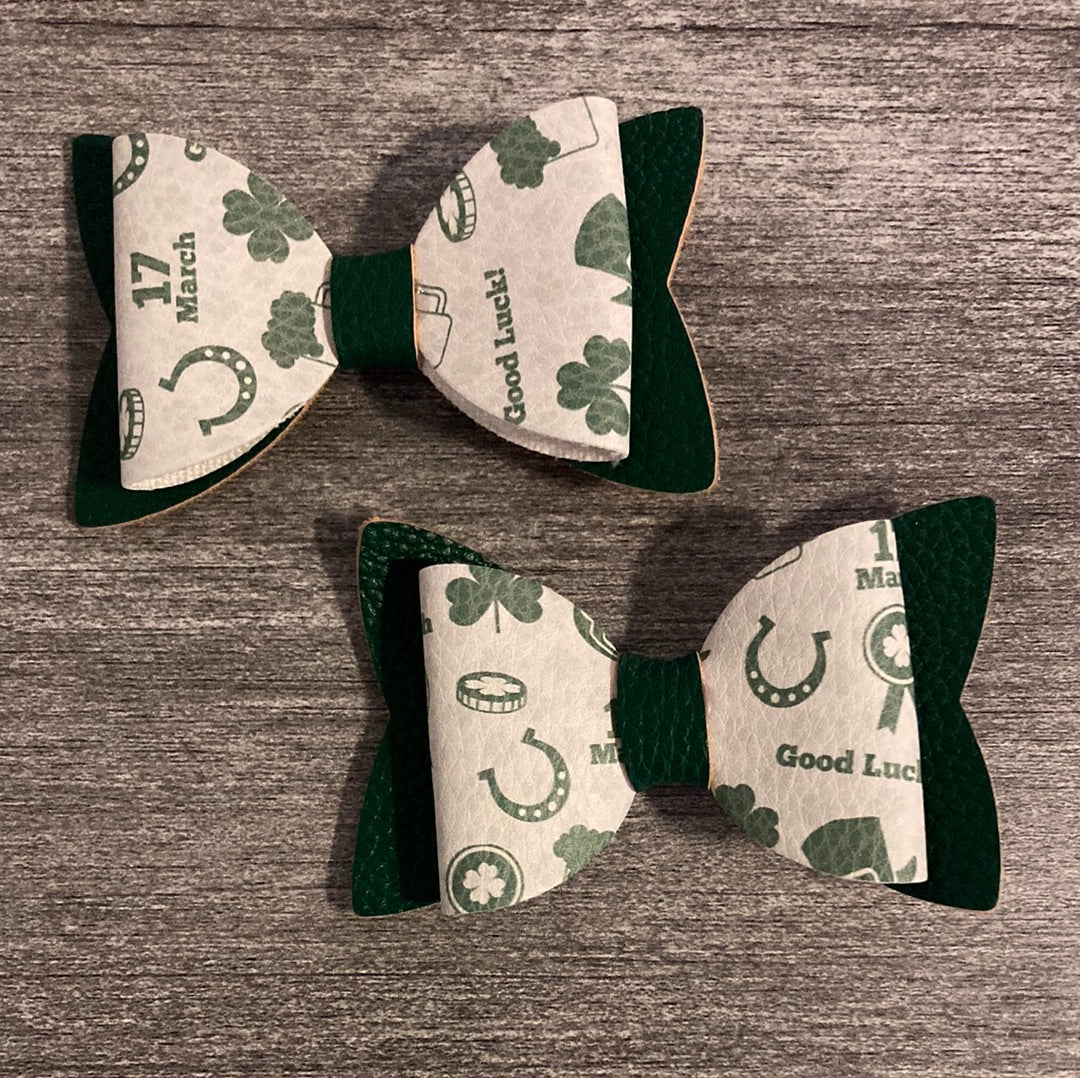 Good Luck Faux Leather Bow Set    earring Daydreamer Creations- Tilden Co.