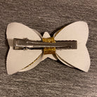 Blue and Gold Faux Leather Bow    earring Daydreamer Creations- Tilden Co.