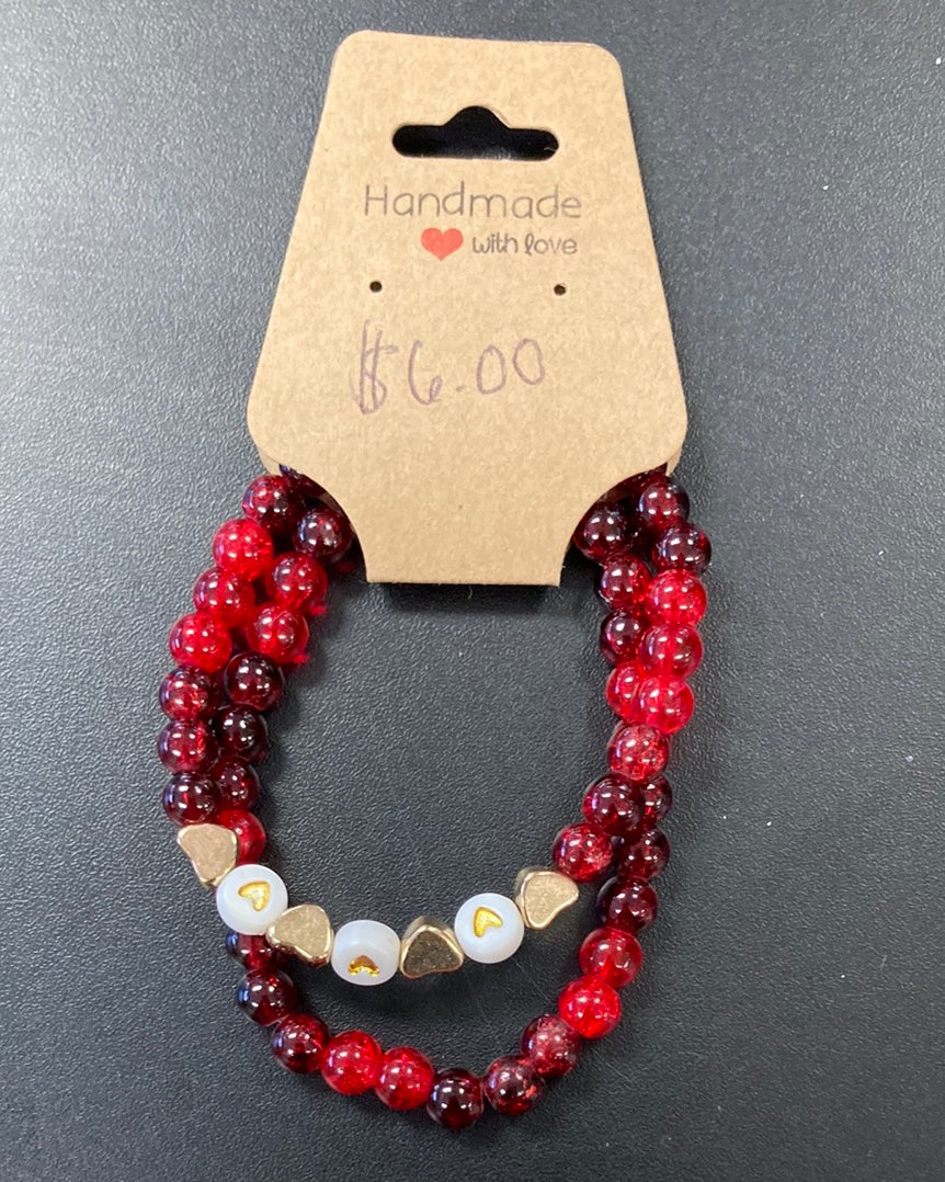 Red Love Stackable Bracelet + Earring Set     Daydreamer Creations- Tilden Co.