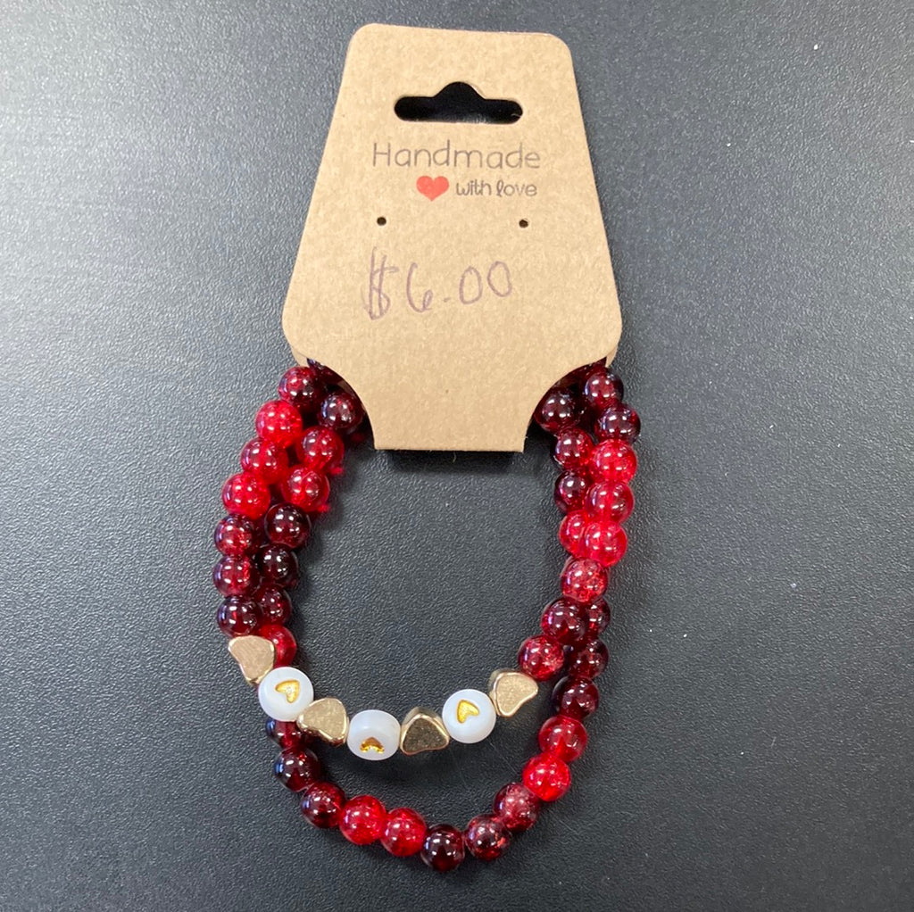 Red Love Stackable Bracelet + Earring Set     Daydreamer Creations- Tilden Co.
